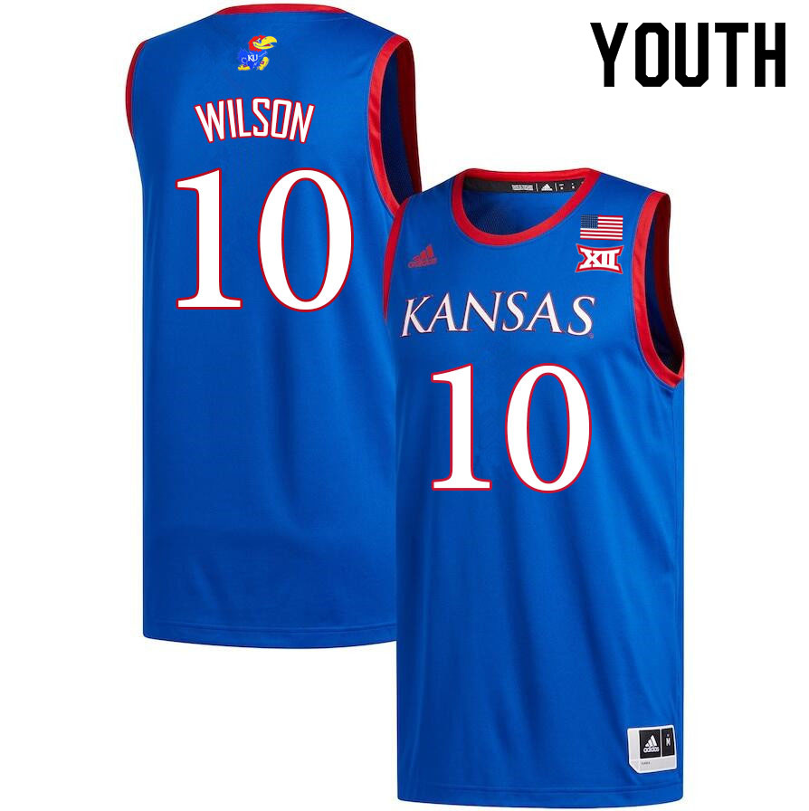 Youth #10 Jalen Wilson Kansas Jayhawks College Basketball Jerseys Sale-Royal - Click Image to Close